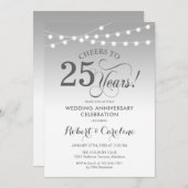 25e bruiloft Jubileum - Zilver Wit Kaart (Voorkant / Achterkant)