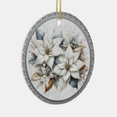 25e bruiloft Jubileum Zilver Witte Bloem Keramisch Ornament (Rechts)