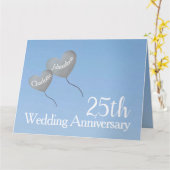 25e bruiloft Jubileum zilveren ballon groot Kaart (Gele Bloem)