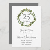 25e bruiloft Silver Jubileum Greenery Garland Save The Date (Voorkant / Achterkant)