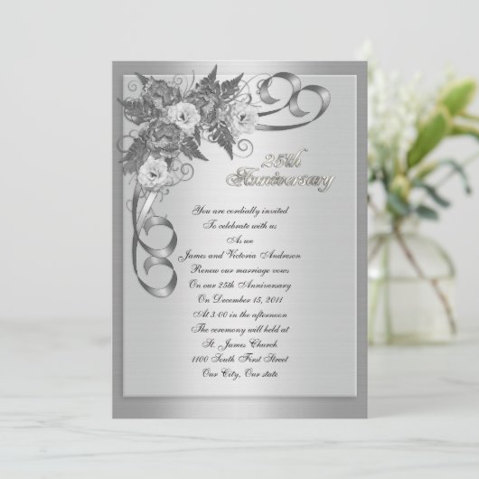25e herdenkingsdag van de bruiloft Wit rozen Kaart (Staand voorkant)