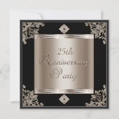 25e huwelijksjubileum Art Deco zwart sepia Kaart (Voorkant)