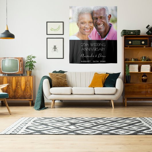 25e huwelijksjubileum foto modern elegant wandkleed