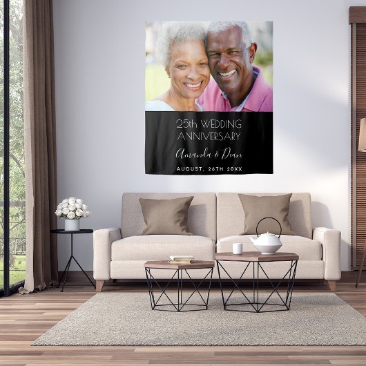 25e huwelijksjubileum foto modern elegant wandkleed