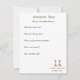 25e Huwelijksjubileum Quizspel Elegante Goud Notitiekaartje