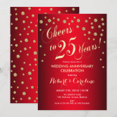 25e huwelijksjubileum - Rood & Goud Kaart (Voorkant / Achterkant)