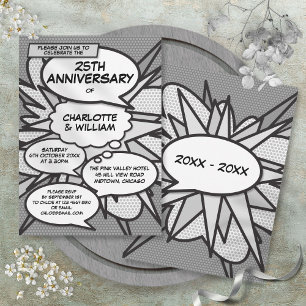 25e Huwelijksjubileum Stripboek Pop Art Kaart