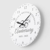 25e huwelijksjubileum Zilveren Hartjes Confetti Grote Klok (Hoek)