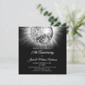 25e huwelijksjubileumfeest Zilveren Disco Bal Kaart (Staand voorkant)
