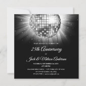 25e huwelijksjubileumfeest Zilveren Disco Bal Kaart (Voorkant)
