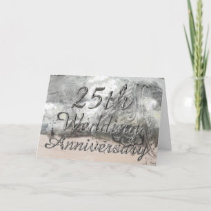 25e huwelijksverjaardag Chic Zilveren Typografie Kaart