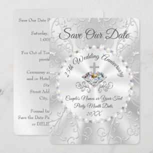 25e Huwelijksverjaardag SAVE the DATE Kaarten