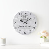 25e huwelijksverjaardag zilveren glitters grote klok (Huis)