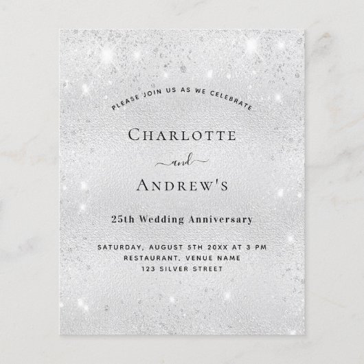25e huwelijksverjaardag zilveren uitnodiging flyer (Voorkant)