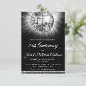 25e huwelijksverjaardagsfeest Zilveren Disco Bal Kaart (Staand voorkant)
