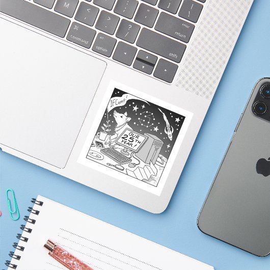 25e IFComp-Sticker Sticker (Laptop met iPhone)