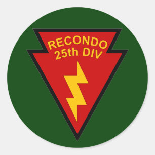 25e Infanterie Recondo-zakpleister Ronde Sticker