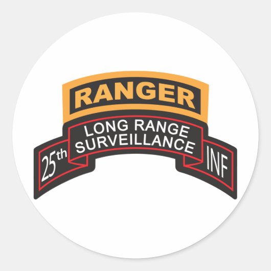 25e Infanteriedivisie LRS Scroll, Ranger Tab Ronde Sticker (Voorkant)