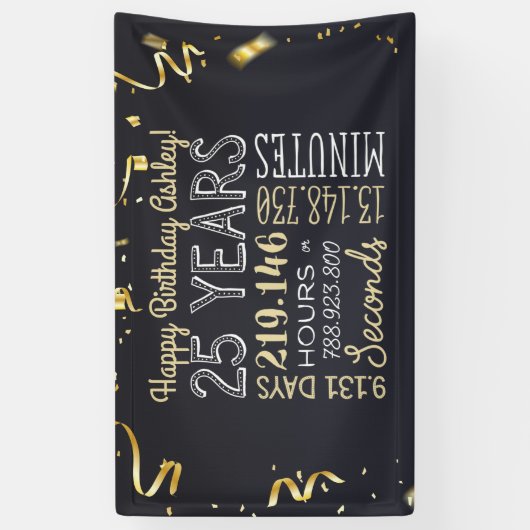 25e jaarbanner - 25 jaar in uren en seconden spandoek (Verticaal)