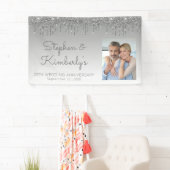 25e Jubileum - Aangepaste foto zilveren glitter Spandoek (Insitu)