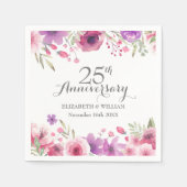 25e Jubileum Aquarel Rozen Groen Servet (Voorkant)