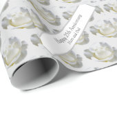 25e Jubileum bewerkbaar Silver-Roos Cadeaupapier (Rol Hoek)