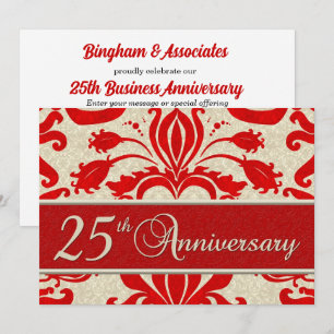 25e Jubileum Business Red Damask Kaart