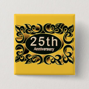 25e Jubileum Buttonnen Vierkante Button 5,1 Cm
