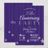 25e jubileum evenement paarse zilveren feest kaart (Voorkant / Achterkant)