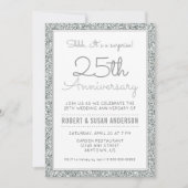 25e Jubileum | Faux Silver Glitter Kaart (Voorkant)