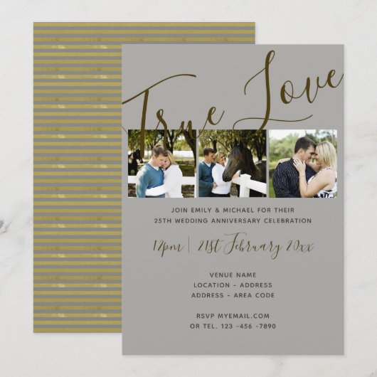 25e Jubileum FOTO Collage SILVER Wed Invites Kaart (Voorkant / Achterkant)