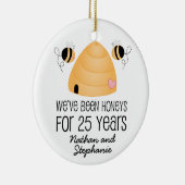 25e Jubileum Gepersonaliseerd siercadeau Keramisch Ornament (Rechts)