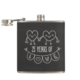 25e Jubileum Gift Chalk Hearts Heupfles