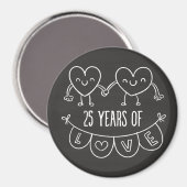 25e Jubileum Gift Chalk Hearts Magneet (Voorkant / Achterkant)