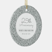 25e Jubileum Keepasje Faux Silver Glitter Keramisch Ornament (Rechts)