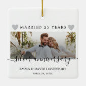 25e Jubileum kerstfoto-ornament Keramisch Ornament (Achterkant)