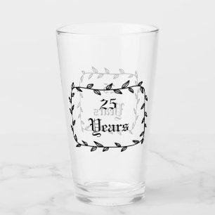 25e Jubileum met bladeren Glas