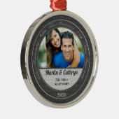 25e Jubileum met Silver Wedding Metalen Ornament (Rechts)