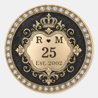 25e jubileum Monogram goudzegel Ronde Sticker