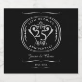 25e Jubileum Mousserende Wijn Label Sparkling Wijnetiket (Enkel label)