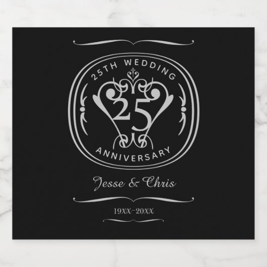 25e Jubileum Mousserende Wijn Label Sparkling Wijnetiket (Enkel label)