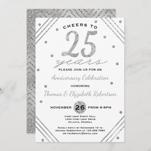 25e Jubileum partijuitnodiging, Faux Silver Kaart (Voorkant / Achterkant)