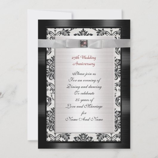 25e Jubileum partijuitnodiging zwart-wit Kaart (Voorkant)