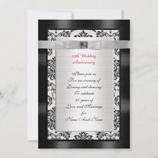 25e Jubileum partijuitnodiging zwart-wit Kaart (Voorkant)