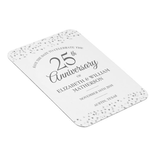 25e jubileum Save the Date Zilveren Hartjes  Magneet (Rechterzijde)