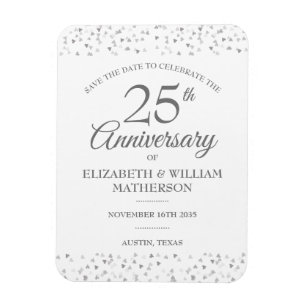 25e jubileum Save the Date Zilveren Hartjes Magneet