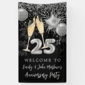 25e Jubileum Silver Glitter Confetti Welcome Spandoek (Verticaal)