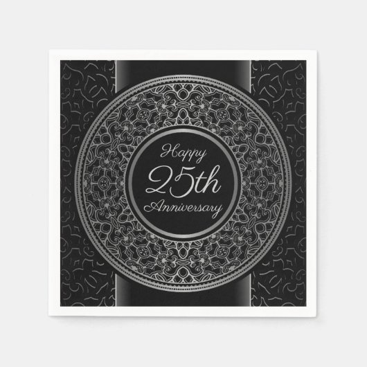 25e Jubileum Silver Medallion Paper Napkins Servet (Voorkant)