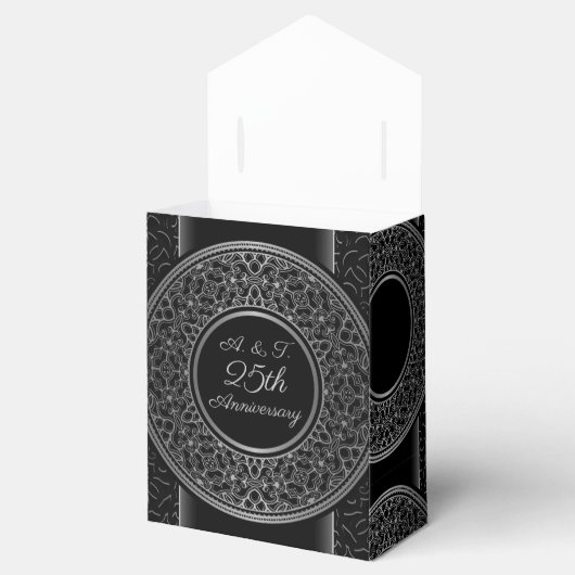 25e Jubileum Silver Medallion Tent Favor Box Bedankdoosjes (Geopend)