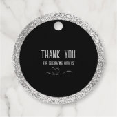 25e Jubileum Silver Sparkle Black Elegant Bedankjes Labels (Achterkant)